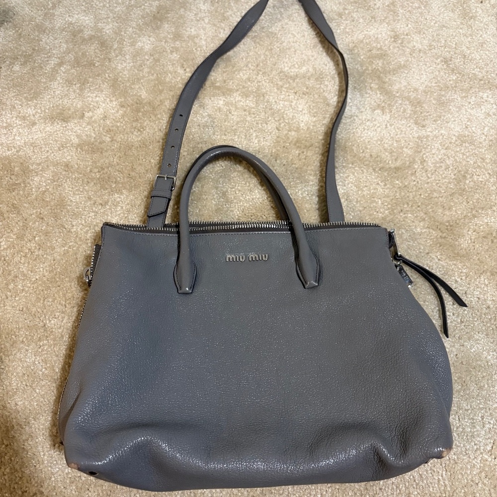 Miu Miu gray leather bag
